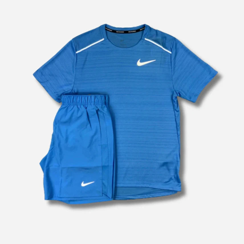 Ensemble Short / t-shirt Running bleu clair